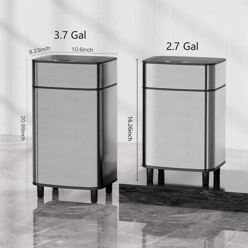 Automatic Stainless Steel Sensor Trash Can – Hands-free Quiet Close & Odor-Control System