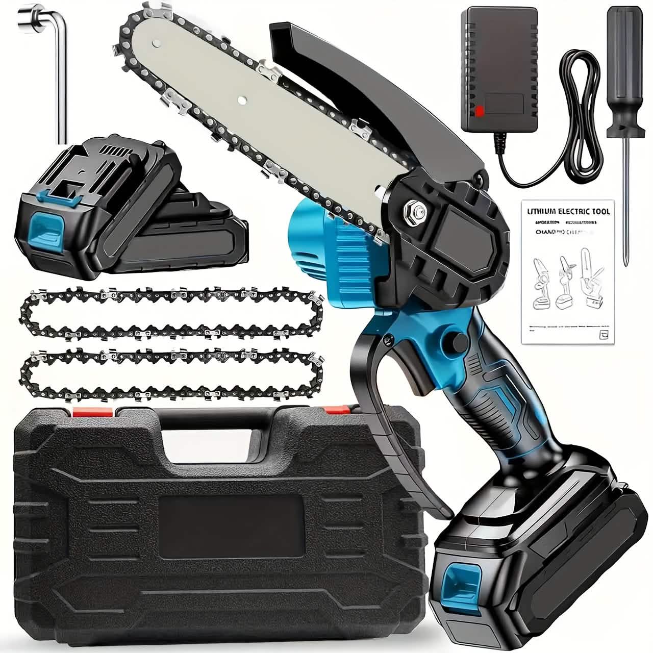 6-inch Cordless Mini Chainsaw – Handheld Electric, Lightweight, Battery-Powered