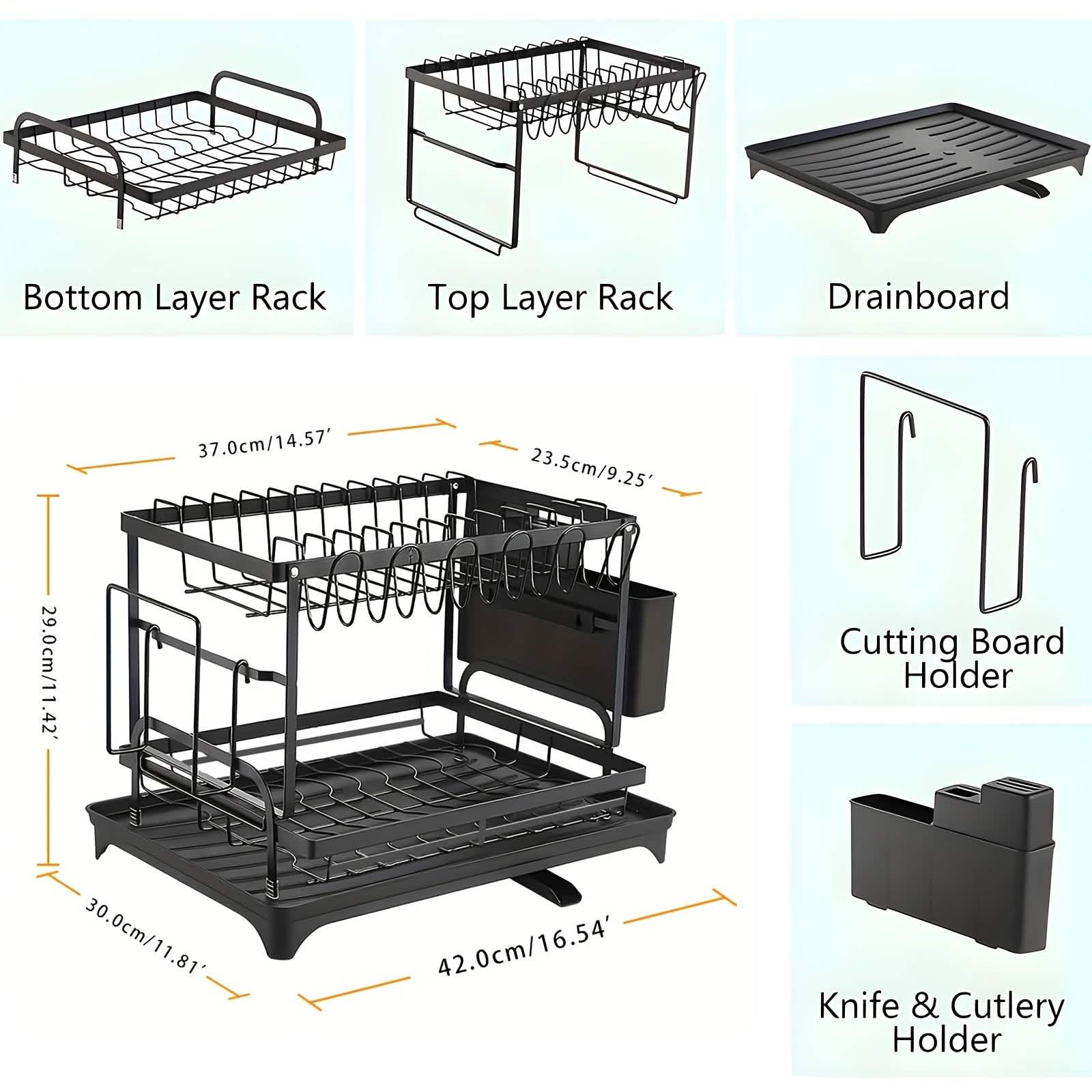 Black Metal Dish Rack – 2-Layer / 3-Layer